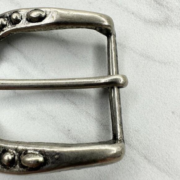 Studded Silver Tone Simple Basic Belt Buckle - Picture 5 of 9